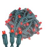 Commercial Grade Wide Angle 50 LED Red 25' Long on Green Wire