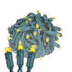 Commercial Grade Wide Angle 50 LED Yellow 25' Long on Green Wire
