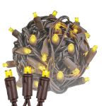 Commercial Grade Wide Angle 50 LED Yellow 25' Long on Brown Wire