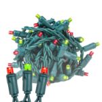 Commercial Grade Wide Angle 50 LED Red/Lime Green 25' Long on Green Wire