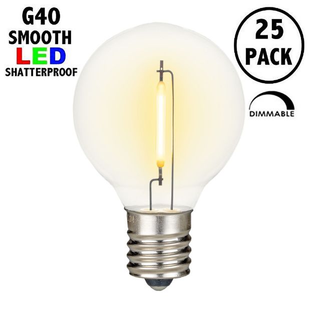Warm White - G40 - Plastic Filament LED Replacement Bulbs - 25 Pack