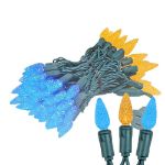Orange and Blue 70 LED C6 Strawberry Mini Lights Commercial Grade Green Wire