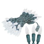 Pure White 70 LED C6 Strawberry Mini Lights Commercial Grade on Green Wire