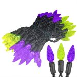 Purple and Lime 70 LED C6 Strawberry Mini Lights Commercial Grade Black Wire