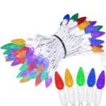 Rainbow 70 LED C6 Strawberry Mini Lights Commercial Grade on White Wire