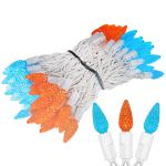 Teal and Orange 70 LED C6 Strawberry Mini Lights Commercial Grade on White Wire