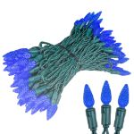 Blue 100 LED C6 Strawberry Mini Lights Commercial Grade Green Wire