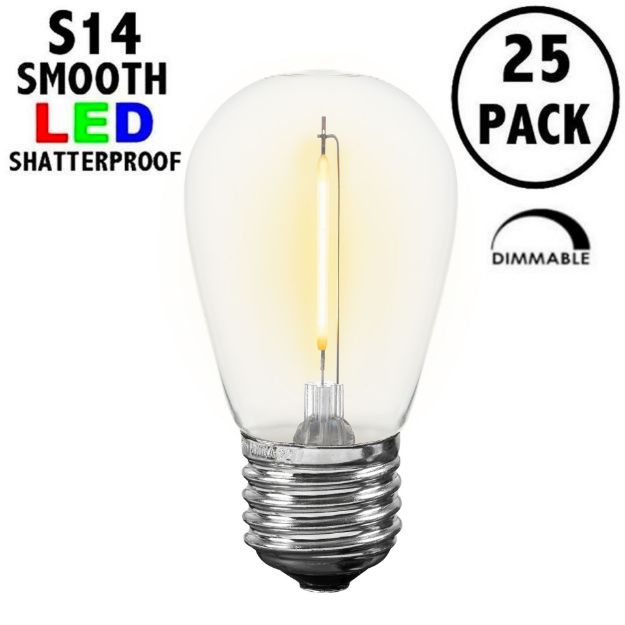 Warm White S14 LED Plastic Filament Medium Base e26 Bulbs  - 25pk
