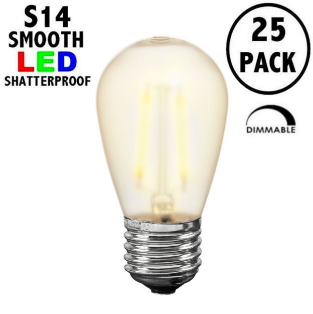 Frosted Warm White S14 LED Plastic Filament Medium Base e26 Bulbs  - 25pk