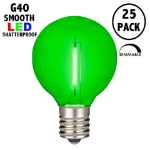 Green - G40 - Plastic Filament LED Replacement Bulbs - 25 Pack