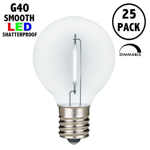 Pure White - G40 - Plastic Filament LED Replacement Bulbs - 25 Pack
