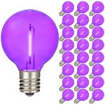 Purple - G40 - Plastic Filament LED Replacement Bulbs - 25 Pack