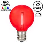Red - G40 - Plastic Filament LED Replacement Bulbs - 25 Pack
