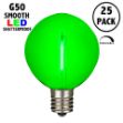 Green LED G50 Plastic Filament LED Globe Bulbs - 25pk