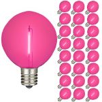 Pink LED G50 Plastic Filament LED Globe Bulbs - 25pk