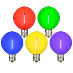 Rainbow Color LED G50 Plastic Filament LED Globe Bulbs - 25pk
