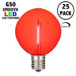 Red LED G50 Plastic Filament LED Globe Bulbs - 25pk