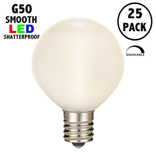 Frosted Warm White LED G50 Plastic Filament LED Globe Bulbs - 25pk