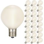 Frosted Warm White LED G50 Plastic Filament LED Globe Bulbs - 25pk