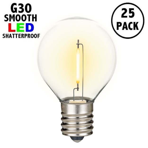 Warm White - G30 - Plastic Filament LED Replacement Bulbs - 25 Pack