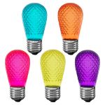 Modern Multi Color Diamond Faceted S14 LED Medium Base - 25pk
