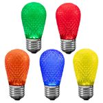 Multi Color Diamond Faceted S14 LED Medium Base - 25pk