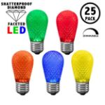 Multi Color Diamond Faceted S14 LED Medium Base - 25pk