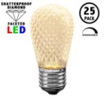 Warm White Diamond Faceted S14 LED Medium Base - 25pk