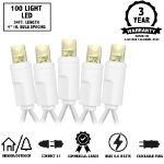 Commercial Grade Wide Angle 100 LED Warm White 34' Long White Wire
