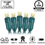 Commercial Grade Wide Angle 70 LED Warm White 35.5' Long on Green Wire