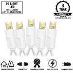 50 LED Warm White LED Christmas Lights 11' Long on White Wire