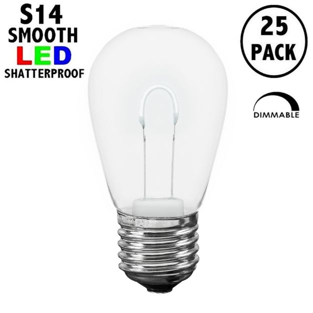 Pure White S14 U-Shaped LED Plastic Flex Filament Replacement Bulbs 25 Pack