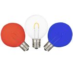 Red/White/Blue G50 U-Shaped LED Glass Flex Filament Replacement Bulbs 25 Pack