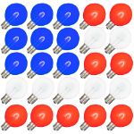 Red/White/Blue G50 U-Shaped LED Plastic Flex Filament Replacement Bulbs 25 Pack