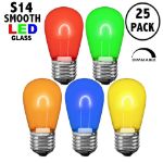 Multi Colored S14 U-Shaped LED Glass Flex Filament Replacement Bulbs 25 Pack