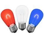 Red/White/Blue S14 U-Shaped LED Glass Flex Filament Replacement Bulbs 25 Pack