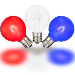 Red/White/Blue G40 U-Shaped LED Glass Flex Filament Replacement Bulbs 25 Pack