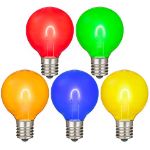Multi Colored G40 U-Shaped LED Plastic Flex Filament Replacement Bulbs 25 Pack