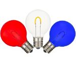 Red/White/Blue G40 U-Shaped LED Plastic Flex Filament Replacement Bulbs 25 Pack