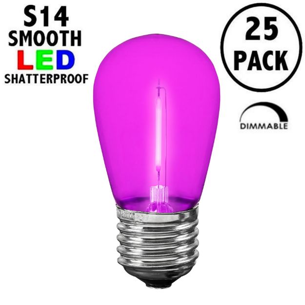 Pink S14 LED Plastic Filament Medium Base e26 Bulbs  - 25pk