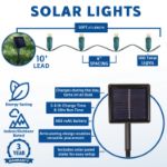 Pure White LED Solar Powered Lights 100 Light String 6" Spacing White Wire