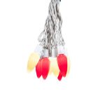 25 Red & Warm White Ceramic LED C9 Pre-Lamped String Lights White Wire