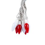 25 Red & Warm White Ceramic LED C9 Pre-Lamped String Lights White Wire