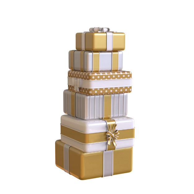Treasure Collection A Stack of Gifts, Gold and Silver