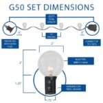25 LED Filament G50 Globe String Light Set with Warm White Bulbs on Brown Wire