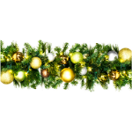 9' Sequoia Garland with Warm White LED Lights and Woodland Themed Ornaments