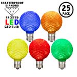 Multi Color Diamond Faceted LED G50 Globe Bulbs - 25pk
