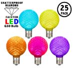 Modern Multi Color Diamond Faceted LED G50 Globe Bulbs - 25pk