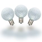 Pure White Diamond Faceted LED G50 Globe Bulbs - 25pk