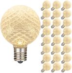 Warm White Diamond Faceted LED G40 Globe Bulbs - 25pk
